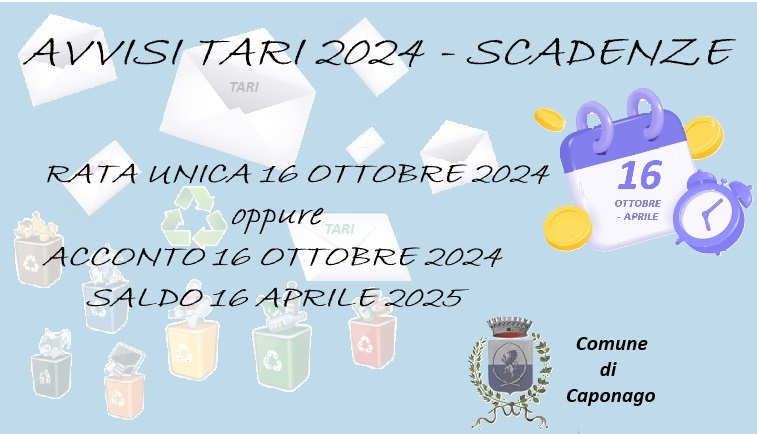 TARI 2024: avvisi di pagamento della tassa rifiuti