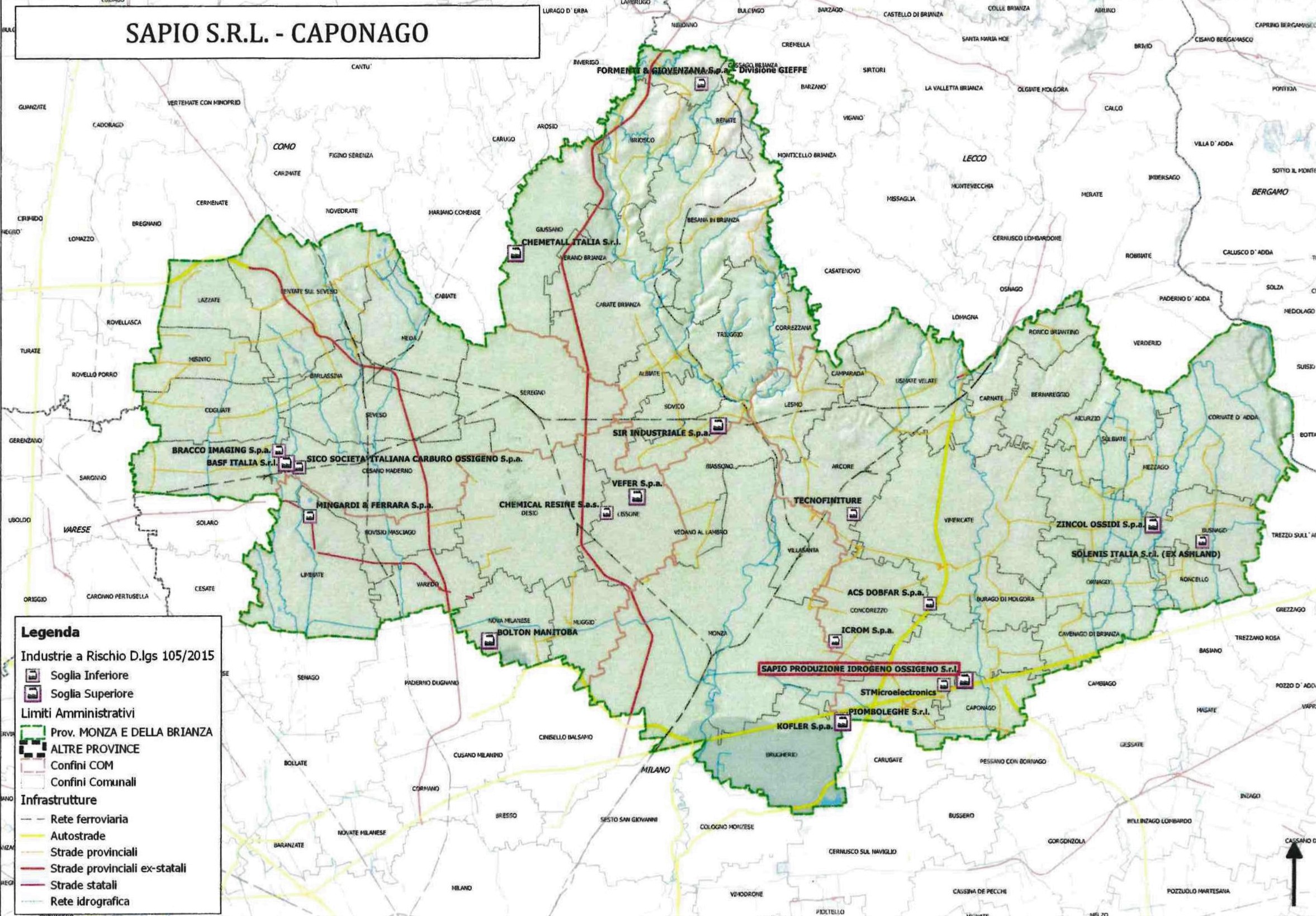 Aggiornamento Piano Emergenza Esterna Stabilimento  SAPIO Produzione Idrogeno Ossigeno Srl  di Caponago - Consultazione Popolazione
